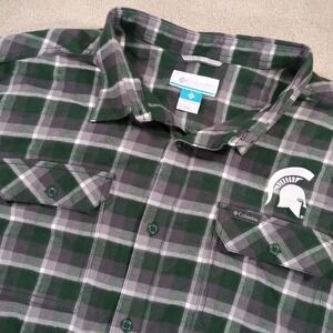 Men's Green Michigan State Spartans Flannel Long Sleeve Shirt Size XXL Columbia